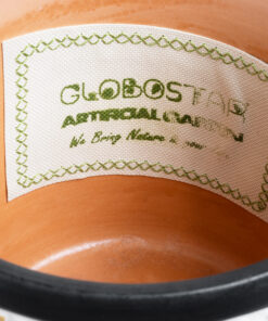 GloboStar® Artificial Garden VARANASI 20524 Διακοσμητικό Κεραμικό Κασπώ Γλάστρα – Flower Pot Χρυσό με Λευκό και Μαύρο Φ14.5 x Υ13cm