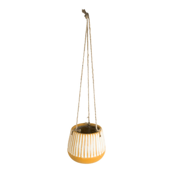 GloboStar® Artificial Garden BUBASTIS 20528 Κρεμαστό Διακοσμητικό Κεραμικό Κασπώ Γλάστρα – Flower Pot Πορτοκαλί με Λευκό Φ13 x Υ10.5cm