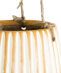 GloboStar® Artificial Garden BUBASTIS 20528 Κρεμαστό Διακοσμητικό Κεραμικό Κασπώ Γλάστρα – Flower Pot Πορτοκαλί με Λευκό Φ13 x Υ10.5cm