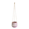 GloboStar® Artificial Garden NIGERIA 20529 Κρεμαστό Διακοσμητικό Κεραμικό Κασπώ Γλάστρα – Flower Pot Μωβ με Λευκό Φ12 x Υ11cm