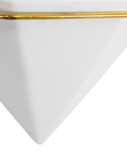 GloboStar® Artificial Garden LOUVRE 20534 Διακοσμητικό Κεραμικό Κασπώ Γλάστρα – Flower Pot Λευκό με Χρυσό Μ20 x Π10.5 x Υ30cm