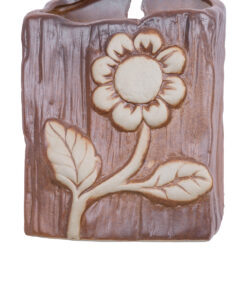 GloboStar® Artificial Garden BILBAO 20535 Διακοσμητικό Κεραμική Επιτοίχια Γλάστρα Καφέ με Μπεζ Λεπτομέρειες Μ13 x Π10 x Υ17cm