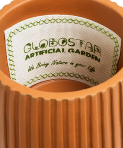 GloboStar® Artificial Garden ZANZIBAR 20539 Διακοσμητικό Κεραμικό Κασπώ Γλάστρα – Flower Pot Κεραμιδί Φ11.5 x Υ9.5cm