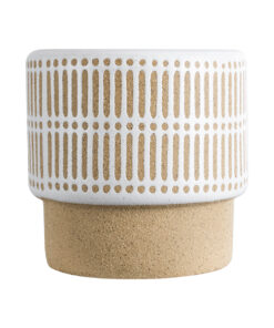 GloboStar® Artificial Garden AMARETTO 20543 Διακοσμητικό Κεραμικό Κασπώ Γλάστρα – Flower Pot Μπεζ με Λευκό Φ11 x Υ11cm