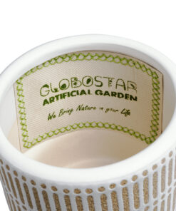 GloboStar® Artificial Garden AMARETTO 20543 Διακοσμητικό Κεραμικό Κασπώ Γλάστρα – Flower Pot Μπεζ με Λευκό Φ11 x Υ11cm