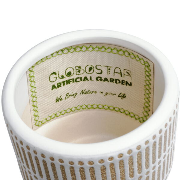 GloboStar® Artificial Garden AMARETTO 20543 Διακοσμητικό Κεραμικό Κασπώ Γλάστρα – Flower Pot Μπεζ με Λευκό Φ11 x Υ11cm