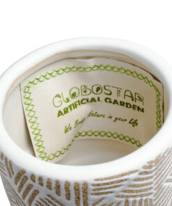 GloboStar® Artificial Garden RAFFAELO 20544 Διακοσμητικό Κεραμικό Κασπώ Γλάστρα – Flower Pot Μπεζ με Λευκό Φ11 x Υ11cm