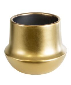 GloboStar® Artificial Garden KERKYRA 20547 Διακοσμητικό Κεραμικό Κασπώ Γλάστρα – Flower Pot Χρυσό Φ15 x Υ12.5cm