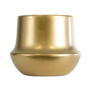 GloboStar® Artificial Garden KERKYRA 20547 Διακοσμητικό Κεραμικό Κασπώ Γλάστρα – Flower Pot Χρυσό Φ15 x Υ12.5cm
