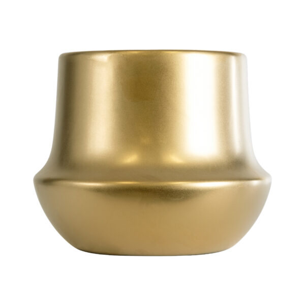 GloboStar® Artificial Garden KERKYRA 20547 Διακοσμητικό Κεραμικό Κασπώ Γλάστρα – Flower Pot Χρυσό Φ15 x Υ12.5cm