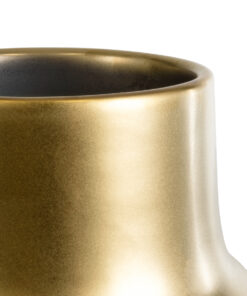 GloboStar® Artificial Garden KERKYRA 20547 Διακοσμητικό Κεραμικό Κασπώ Γλάστρα – Flower Pot Χρυσό Φ15 x Υ12.5cm
