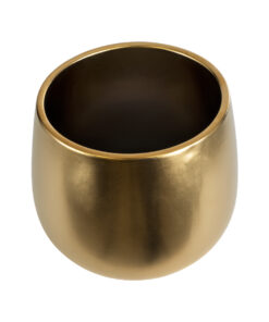 GloboStar® Artificial Garden SIDNEY 20548 Διακοσμητικό Κεραμικό Κασπώ Γλάστρα – Flower Pot Χρυσό Φ16 x Υ13cm