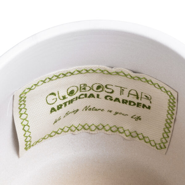 GloboStar® Artificial Garden CASTELLO 20549 Διακοσμητικό Κεραμικό Κασπώ Γλάστρα – Flower Pot Λευκό με Μαύρες Λεπτομέρειες Φ15 x Υ12cm