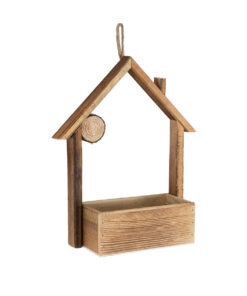 GloboStar® Artificial Garden ALSACE 20552 Κρεμαστό Διακοσμητικό Ξύλινο Κασπώ Γλάστρα – Flower Pot Καφέ Μ18 x Π7.5 x Υ27cm