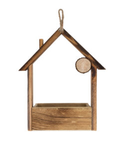 GloboStar® Artificial Garden ALSACE 20552 Κρεμαστό Διακοσμητικό Ξύλινο Κασπώ Γλάστρα – Flower Pot Καφέ Μ18 x Π7.5 x Υ27cm