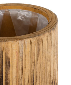 GloboStar® Artificial Garden JAMAICA 20553 Διακοσμητικό Ξύλινο Κασπώ Γλάστρα – Flower Pot Καφέ Φ18 x Υ38cm