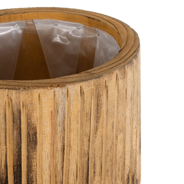 GloboStar® Artificial Garden JAMAICA 20553 Διακοσμητικό Ξύλινο Κασπώ Γλάστρα – Flower Pot Καφέ Φ18 x Υ38cm