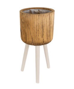 GloboStar® Artificial Garden JAMAICA 20554 Διακοσμητικό Ξύλινο Κασπώ Γλάστρα – Flower Pot Καφέ Φ22 x Υ46cm