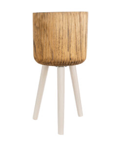 GloboStar® Artificial Garden JAMAICA 20554 Διακοσμητικό Ξύλινο Κασπώ Γλάστρα – Flower Pot Καφέ Φ22 x Υ46cm