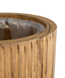 GloboStar® Artificial Garden JAMAICA 20554 Διακοσμητικό Ξύλινο Κασπώ Γλάστρα – Flower Pot Καφέ Φ22 x Υ46cm