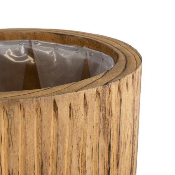 GloboStar® Artificial Garden JAMAICA 20554 Διακοσμητικό Ξύλινο Κασπώ Γλάστρα – Flower Pot Καφέ Φ22 x Υ46cm