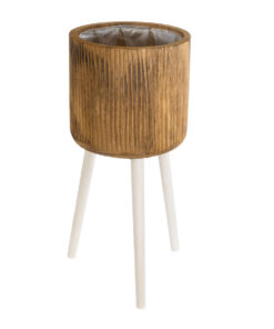 GloboStar® Artificial Garden JAMAICA 20555 Διακοσμητικό Ξύλινο Κασπώ Γλάστρα – Flower Pot Καφέ Φ27 x Υ61cm