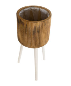 GloboStar® Artificial Garden JAMAICA 20555 Διακοσμητικό Ξύλινο Κασπώ Γλάστρα – Flower Pot Καφέ Φ27 x Υ61cm