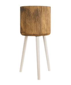 GloboStar® Artificial Garden JAMAICA 20555 Διακοσμητικό Ξύλινο Κασπώ Γλάστρα – Flower Pot Καφέ Φ27 x Υ61cm