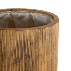 GloboStar® Artificial Garden JAMAICA 20555 Διακοσμητικό Ξύλινο Κασπώ Γλάστρα – Flower Pot Καφέ Φ27 x Υ61cm
