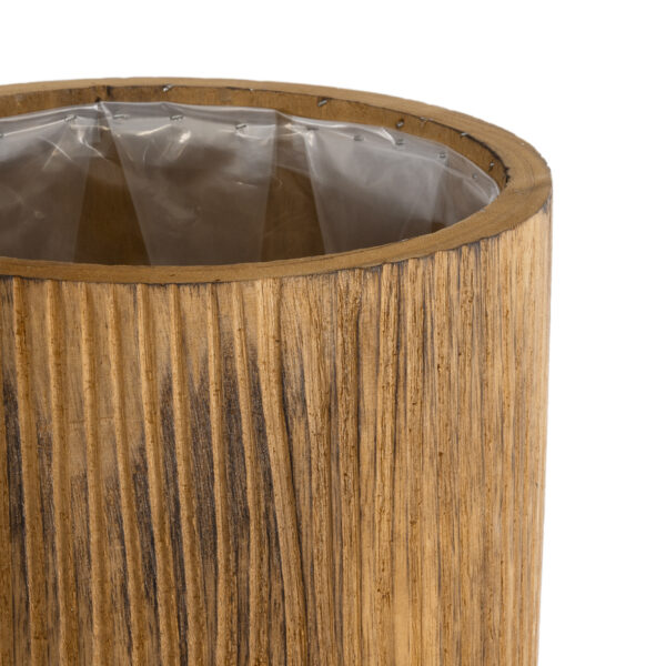 GloboStar® Artificial Garden JAMAICA 20555 Διακοσμητικό Ξύλινο Κασπώ Γλάστρα – Flower Pot Καφέ Φ27 x Υ61cm
