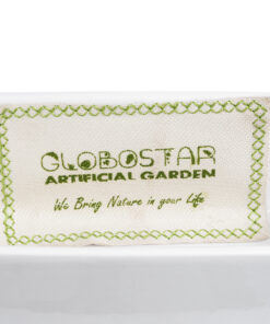 GloboStar® Artificial Garden MANDRITE 20556 Διακοσμητικό Κεραμικό Κασπώ Γλάστρα – Flower Pot Λευκό με Χρυσό Μεταλλικό Πλέγμα και Καφέ Ξύλινη Βάση Μ18 x Π10 x Υ18cm