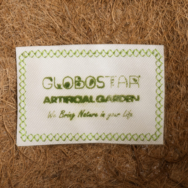 GloboStar® Artificial Garden SALAMINA 20560 Κρεμαστό Διακοσμητικό Κασπώ Γλάστρα – Flower Pot από Φλοιό Καρύδας Καφέ με Μαύρη Μεταλλική Βάση Φ25 x Υ14cm