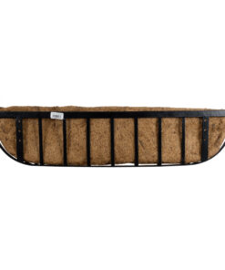 GloboStar® Artificial Garden SALAMINA 20561 Κρεμαστό Διακοσμητικό Κασπώ Γλάστρα – Flower Pot από Φλοιό Καρύδας Καφέ με Μαύρη Μεταλλική Βάση Μ76 x Π19 x Υ18cm