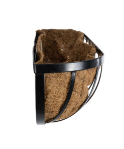 GloboStar® Artificial Garden SALAMINA 20561 Κρεμαστό Διακοσμητικό Κασπώ Γλάστρα – Flower Pot από Φλοιό Καρύδας Καφέ με Μαύρη Μεταλλική Βάση Μ76 x Π19 x Υ18cm