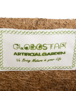 GloboStar® Artificial Garden SALAMINA 20561 Κρεμαστό Διακοσμητικό Κασπώ Γλάστρα – Flower Pot από Φλοιό Καρύδας Καφέ με Μαύρη Μεταλλική Βάση Μ76 x Π19 x Υ18cm