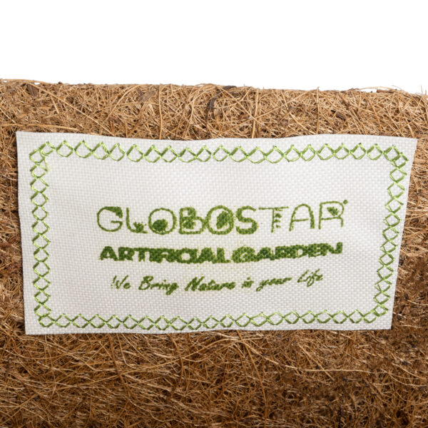 GloboStar® Artificial Garden SALAMINA 20561 Κρεμαστό Διακοσμητικό Κασπώ Γλάστρα – Flower Pot από Φλοιό Καρύδας Καφέ με Μαύρη Μεταλλική Βάση Μ76 x Π19 x Υ18cm