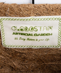 GloboStar® Artificial Garden KOUFONISIA 20562 Κρεμαστό Διακοσμητικό Κασπώ Γλάστρα – Flower Pot από Φλοιό Καρύδας Καφέ με Μαύρη Μεταλλική Βάση Φ30 x Υ33cm