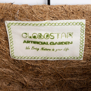 GloboStar® Artificial Garden KOUFONISIA 20562 Κρεμαστό Διακοσμητικό Κασπώ Γλάστρα – Flower Pot από Φλοιό Καρύδας Καφέ με Μαύρη Μεταλλική Βάση Φ30 x Υ33cm