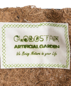 GloboStar® Artificial Garden KARYSTOS 20564 Κρεμαστό Διακοσμητικό Κασπώ Γλάστρα – Flower Pot από Φλοιό Καρύδας Καφέ με Μαύρη Μεταλλική Βάση Φ35 x Υ18cm