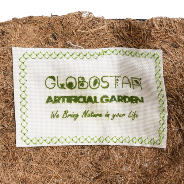 GloboStar® Artificial Garden KARYSTOS 20564 Κρεμαστό Διακοσμητικό Κασπώ Γλάστρα – Flower Pot από Φλοιό Καρύδας Καφέ με Μαύρη Μεταλλική Βάση Φ35 x Υ18cm