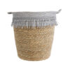 GloboStar® Artificial Garden SYROS 20571 Διακοσμητικό Πλεκτό Κασπώ Γλάστρα – Flower Pot Μπεζ με Γκρι Φ26 x Υ28cm
