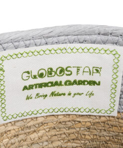 GloboStar® Artificial Garden SYROS 20571 Διακοσμητικό Πλεκτό Κασπώ Γλάστρα – Flower Pot Μπεζ με Γκρι Φ26 x Υ28cm