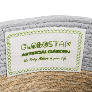 GloboStar® Artificial Garden SYROS 20571 Διακοσμητικό Πλεκτό Κασπώ Γλάστρα – Flower Pot Μπεζ με Γκρι Φ26 x Υ28cm
