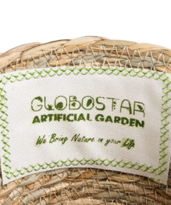 GloboStar® Artificial Garden SANTORINI 20572 Διακοσμητικό Πλεκτό Κασπώ Γλάστρα – Flower Pot Μπεζ με Λευκό Φ17 x Υ16cm