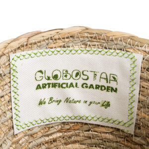 GloboStar® Artificial Garden SANTORINI 20572 Διακοσμητικό Πλεκτό Κασπώ Γλάστρα – Flower Pot Μπεζ με Λευκό Φ17 x Υ16cm