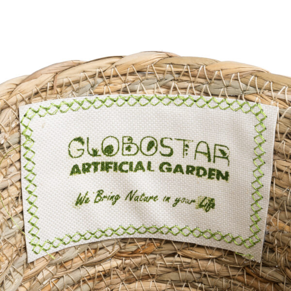 GloboStar® Artificial Garden SANTORINI 20572 Διακοσμητικό Πλεκτό Κασπώ Γλάστρα – Flower Pot Μπεζ με Λευκό Φ17 x Υ16cm