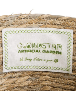 GloboStar® Artificial Garden SANTORINI 20573 Διακοσμητικό Πλεκτό Κασπώ Γλάστρα – Flower Pot Μπεζ με Λευκό Φ26 x Υ28cm