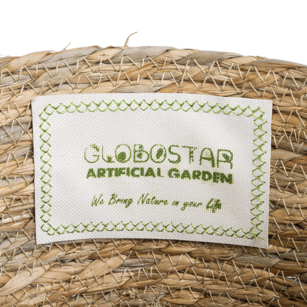 GloboStar® Artificial Garden SANTORINI 20573 Διακοσμητικό Πλεκτό Κασπώ Γλάστρα – Flower Pot Μπεζ με Λευκό Φ26 x Υ28cm