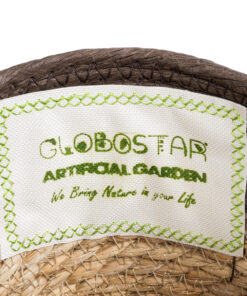 GloboStar® Artificial Garden LEFKADA 20574 Διακοσμητικό Πλεκτό Κασπώ Γλάστρα – Flower Pot Μπεζ με Καφέ Φ18 x Υ15cm