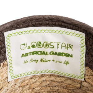 GloboStar® Artificial Garden LEFKADA 20574 Διακοσμητικό Πλεκτό Κασπώ Γλάστρα – Flower Pot Μπεζ με Καφέ Φ18 x Υ15cm